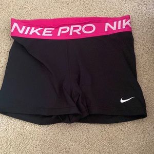 Black Nike Pro Women’s Shorts with Pink Waistband